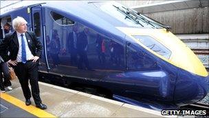 Boris Johnson with a Javelin train