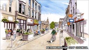 Artist's impresson of Cowgate, Peterborough