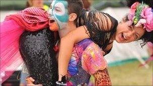 Colourful festival-goers at the Secret Garden Party