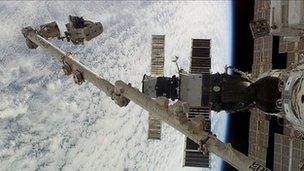 Extra-vehicular activity at the ISS