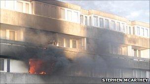 The fire at Wyndham Court PHOTO: Stephen McArthey