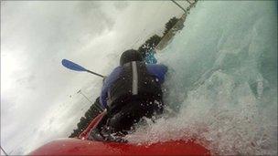 Johny on the rapids at Lee Valley White Water Centre