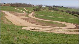 The start and finish area of the Olympic mountain bike course at Hadleigh