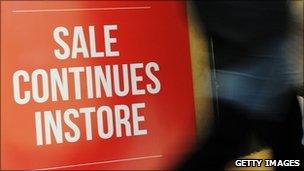 Sale sign at retail store