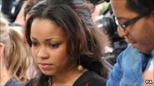 Dionne Bromfield at crematorium