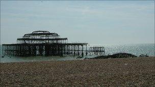 Brighton's West Pier and beach