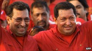 Adan Chavez (left) and Hugo Chavez(right) in file photo from 2008