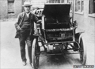 Thomas Edison and his electric car, 1895