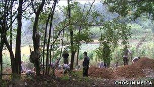 Soldiers digging in South Korea