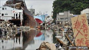 Destroyed infrastructure in Miyagi prefecture