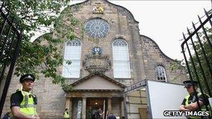 Preparations get underway at Canongate Kirk for the wedding of Zara Phillips and Mike Tindall