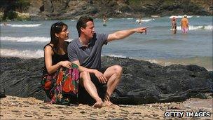 Samantha and David Cameron on holiday