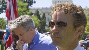 Joe Walsh and Rand Paul at a Tea Party rally on Wednesday