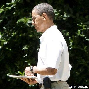 President Barack Obama with iPad