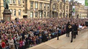 Crowds gathered outside museum