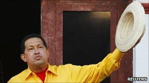 President Hugo Chavez at Miraflores presidential palace in Caracas, 28 July 2011