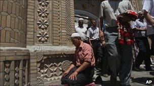 Worshipper in Kashgar, Xinjiang, file pic