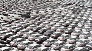 Cars parked at a port in Rio de Janeiro