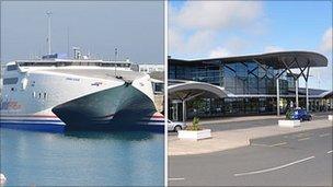 Condor ferry and Guernsey Airport