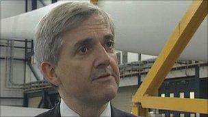 Chris Huhne at the Vestas facility