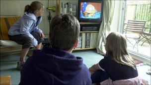 children watching TV