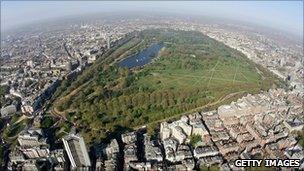 Aerial view of Hyde Park