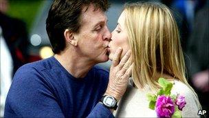 Sir Paul McCartney and his then fiancee Heather Mills, pictured in June 2002