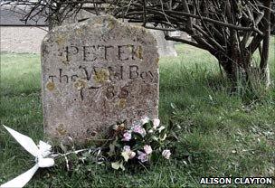 Peter the Wild Boy's grave in St Mary's churchyard, Berkhamsted (photo courtesy Alison Clayton on Flickr)