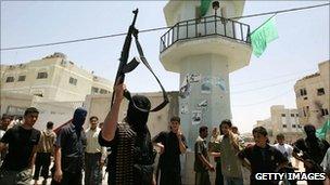 Hamas gunmen in Gaza City, June 2007