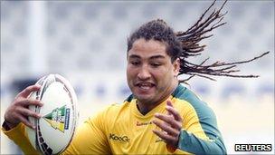Saia Faingaa of Australia trains at Eden Park, Auckland, 5 August 2011