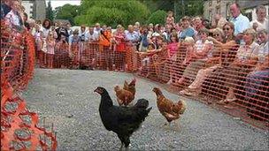 The world hen racing championship in Bonsall