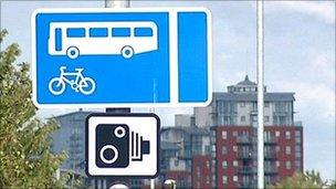 Bus lane camera sign