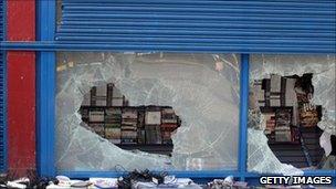 A general view of a computer games store in Brixton after looting on August 8, 2011 in London, England