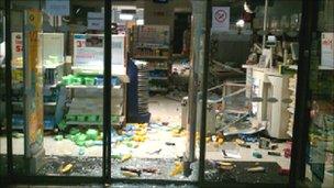 One ransacked shop in the city centre