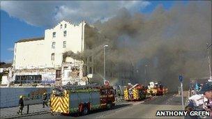 The fire on Southsea seafront