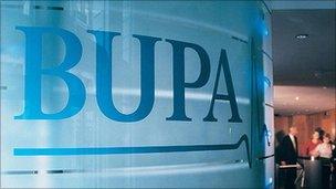 Bupa sign at its offices