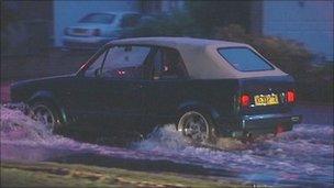 Car in flood water