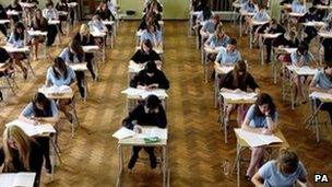 Students in an exam hall