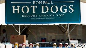 Ron Paul hotdog stand at Iowa straw poll (13 Aug 2011)