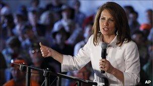 Michele Bachmann speaks at the Iowa straw poll (13 Aug 2011)