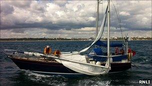 Lifeboat crew on yacht