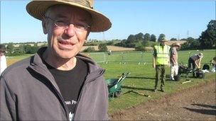 Dr Will Bowden from the University of Nottingham at Caistor St Edmund Roman town dig in Norfolk