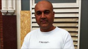 Ravi Khurmy, who owns a supermarket that was set alight in Ealing,