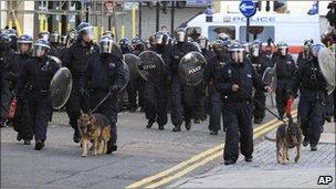 Police in riot gear