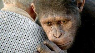 Caesar the chimp, portrayed by Andy Serkis, in Rise of the Planet of the Apes