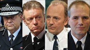 L-R: Tim Godwin, Bernard Hogan-Howe, Sir Hugh Orde, Stephen House