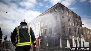 Damage after rioting in Croydon