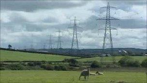 Electricity pylons on Anglesey