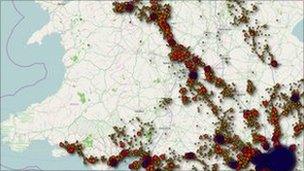 map showing movements of Rory Cellan-Jones and his iPhone