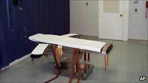 The death chamber at the Greensville Correctional Center in Jarratt, Va